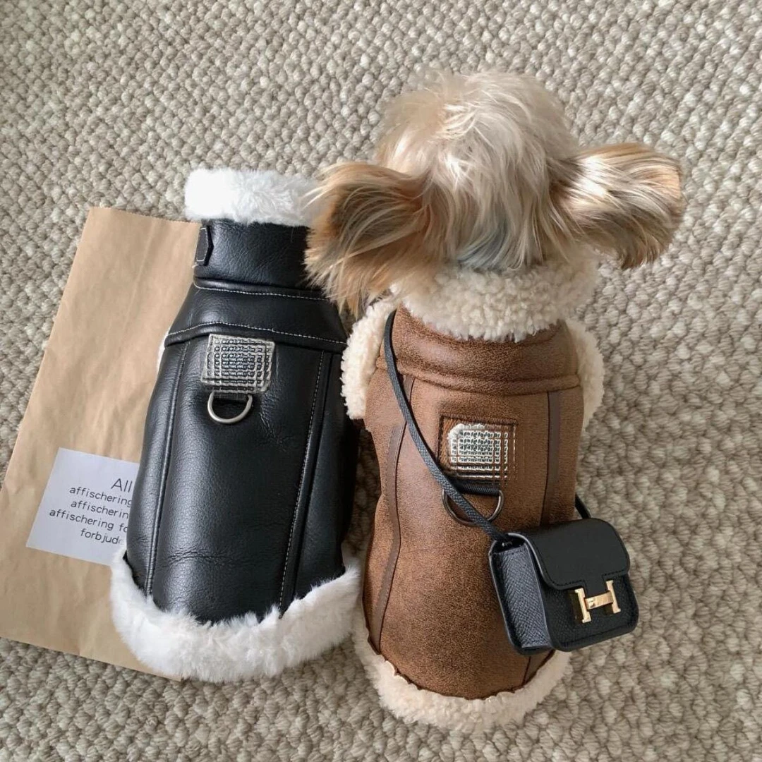 【万达撤柜】宠物狗狗衣服皮夹克雪纳瑞泰迪博美西施小型犬猫冬天