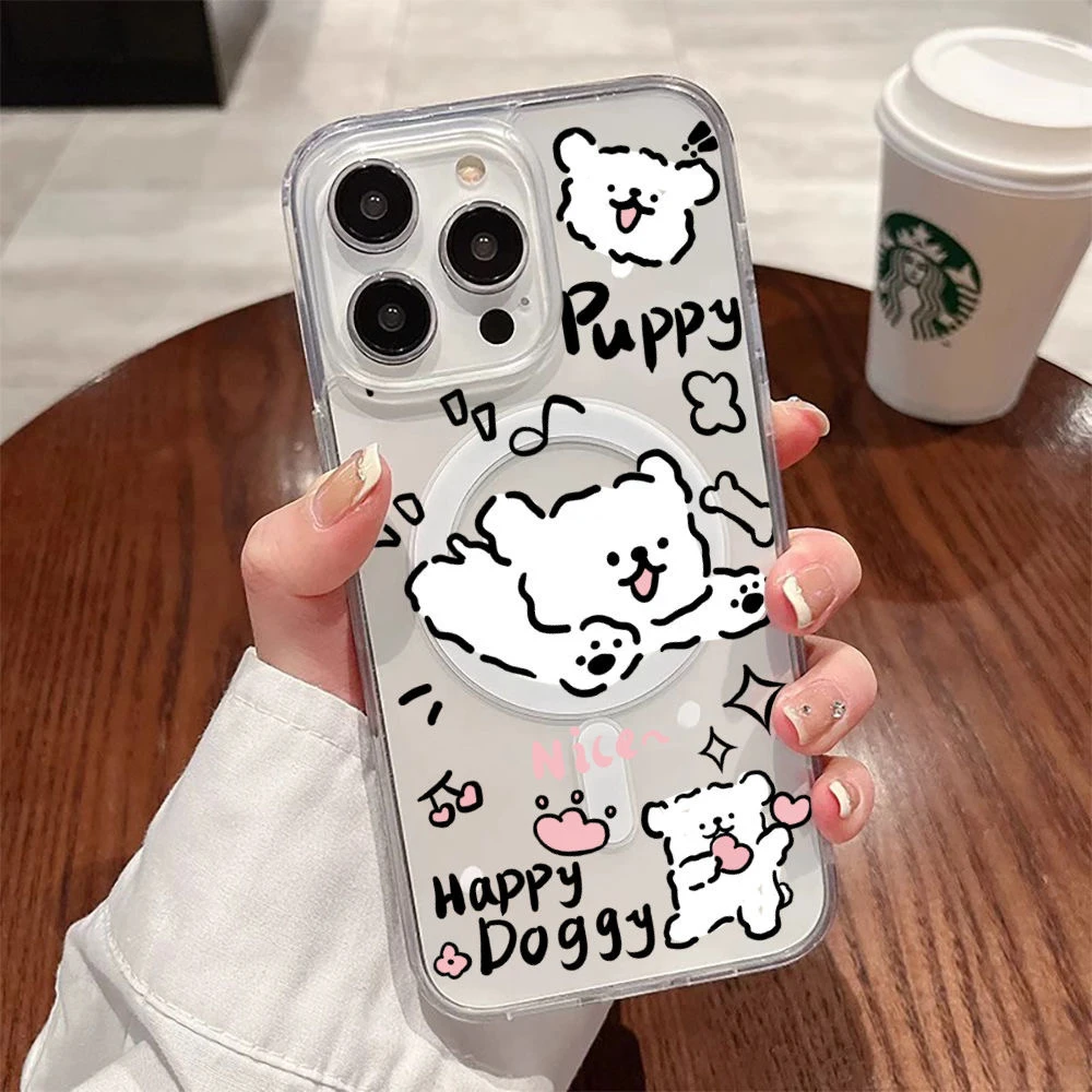 跳舞小狗适用苹果iPhone16PROMAX带AI相机触控灵动按键磁吸手机壳