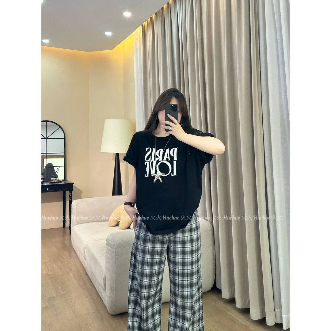 【现货】新款字母印花T恤夏季宽松圆领设计感短袖小众休闲百搭上衣