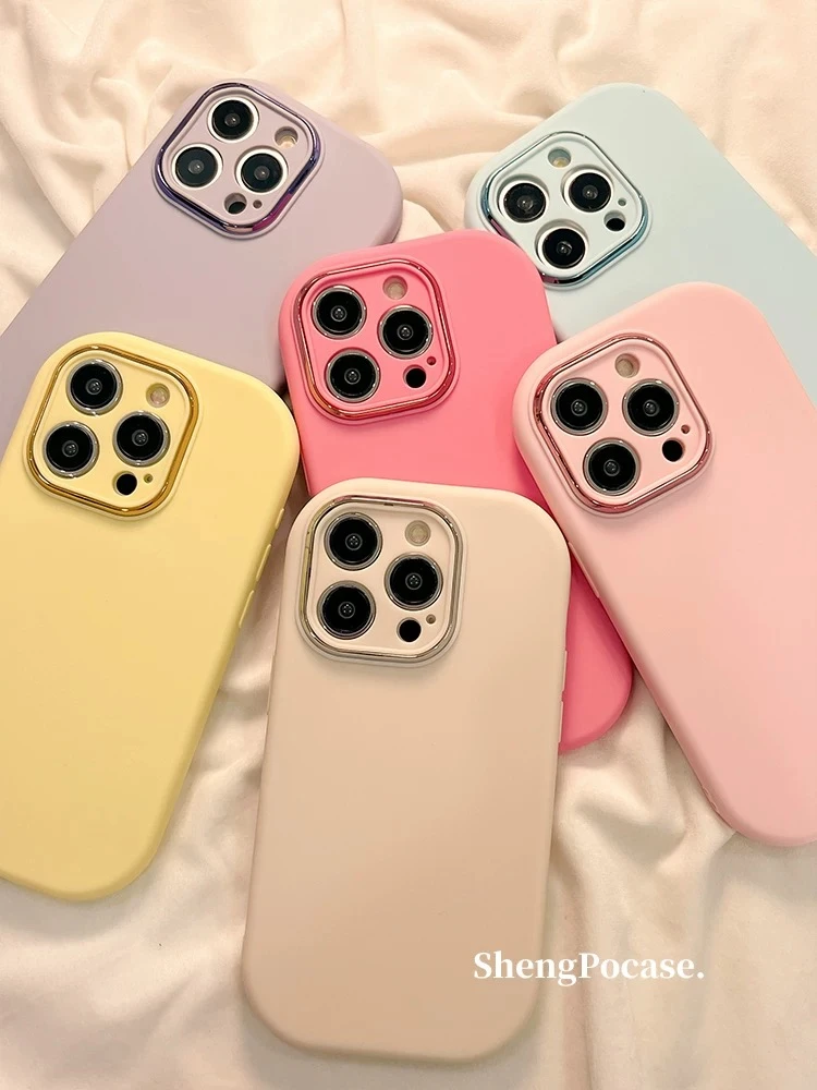 纯色护镜框适用苹果16/17手机壳iPhone15小米14vivoppo华为p70套