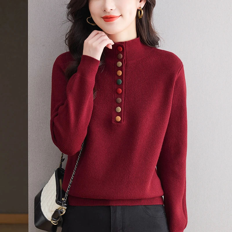 女士半高领毛衣时髦洋气冬装上衣气质高级感内搭可外穿打底衫时尚