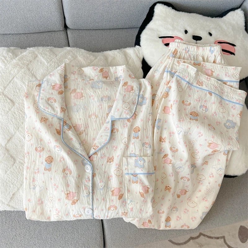 2025网红秋冬新云朵棉开衫卡通可爱翻领双长袖睡衣女睡衣家居服