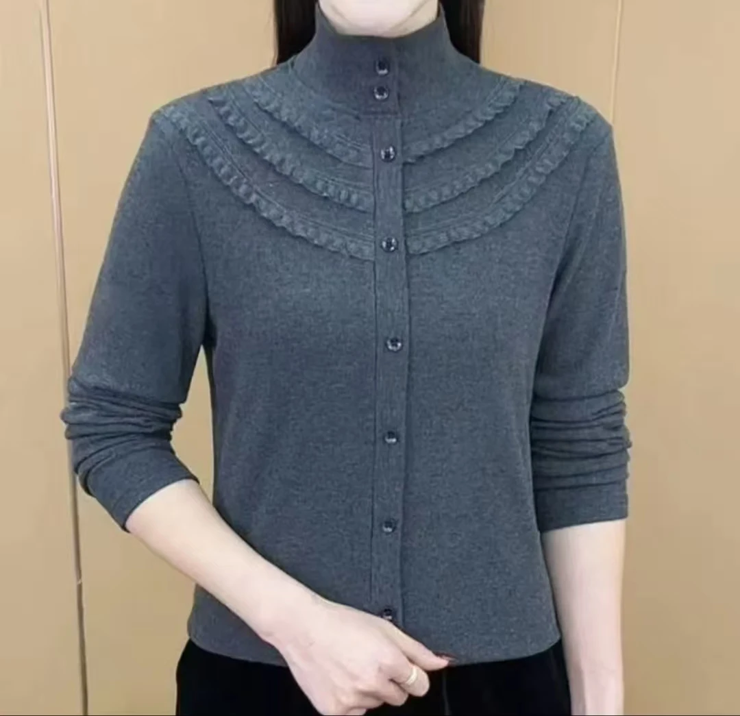 秋冬双面德女士时尚气质显瘦妈妈装打底衫上衣