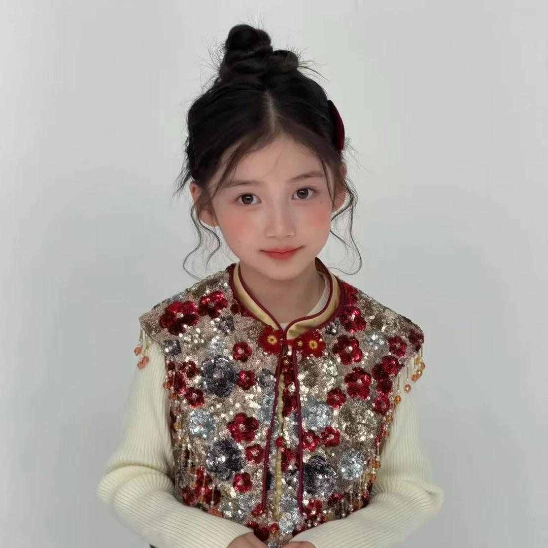 爆款亮片马甲女童重工年款炒鸡好看