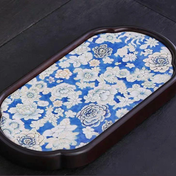 海棠花加厚吸水茶盘