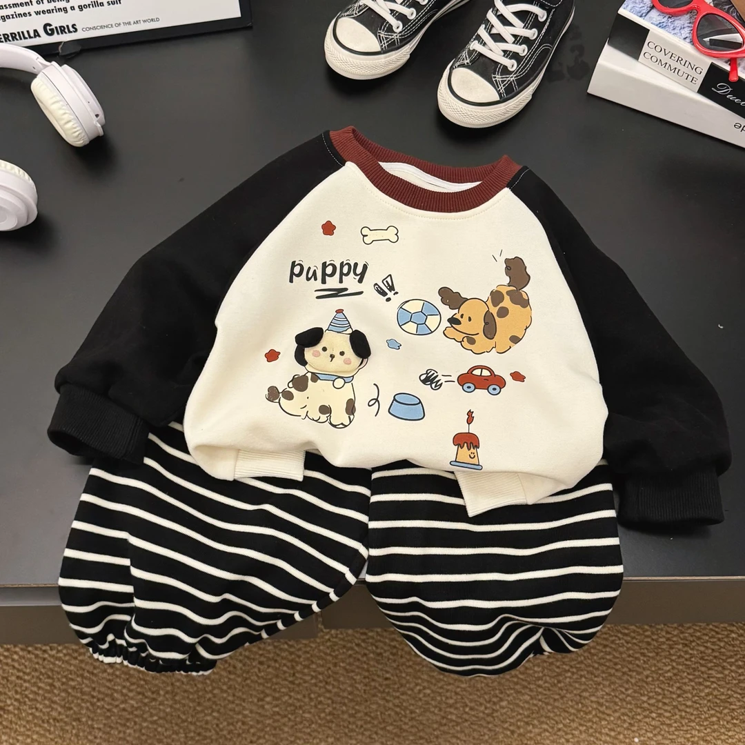 韩系新款儿童休闲童装卡通秋季秋款套装