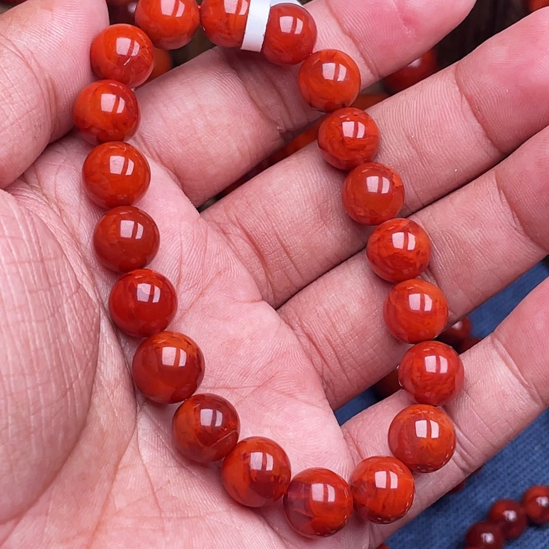 大***東南红玛瑙未镶嵌手链南红瓦西卡10火焰