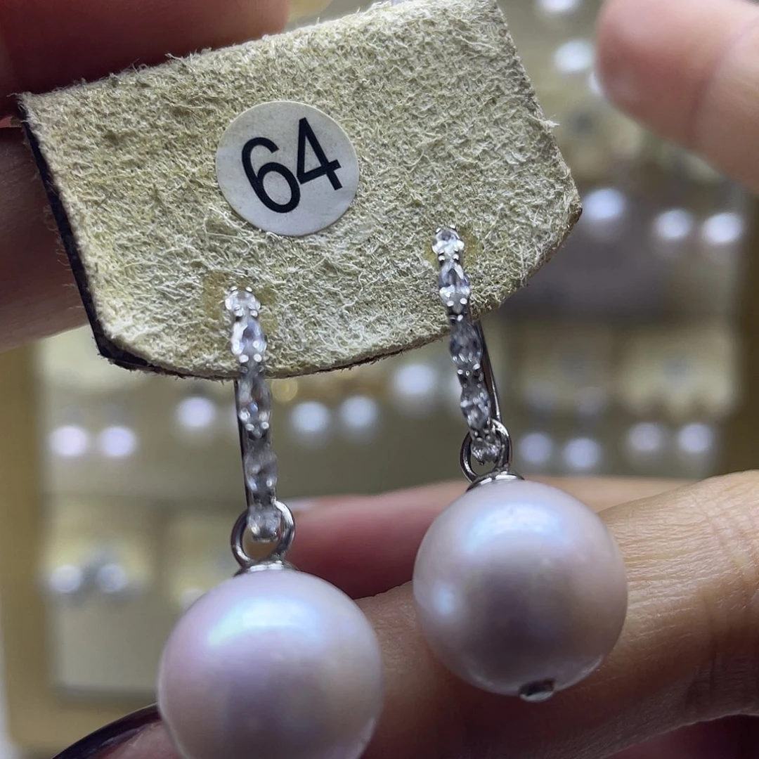 银S925镶嵌淡水珍珠耳饰