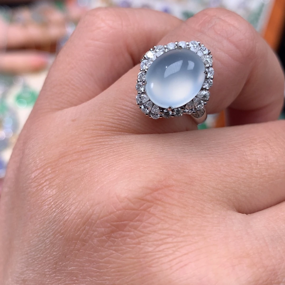 吊坠(不含链)18K金镶嵌翡翠蛋面两用款