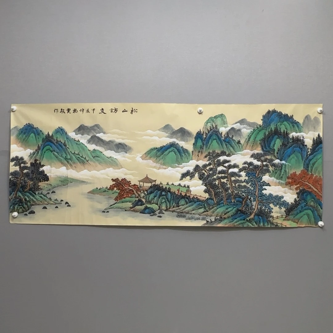 国画横幅六尺精品仿古山水贾敏