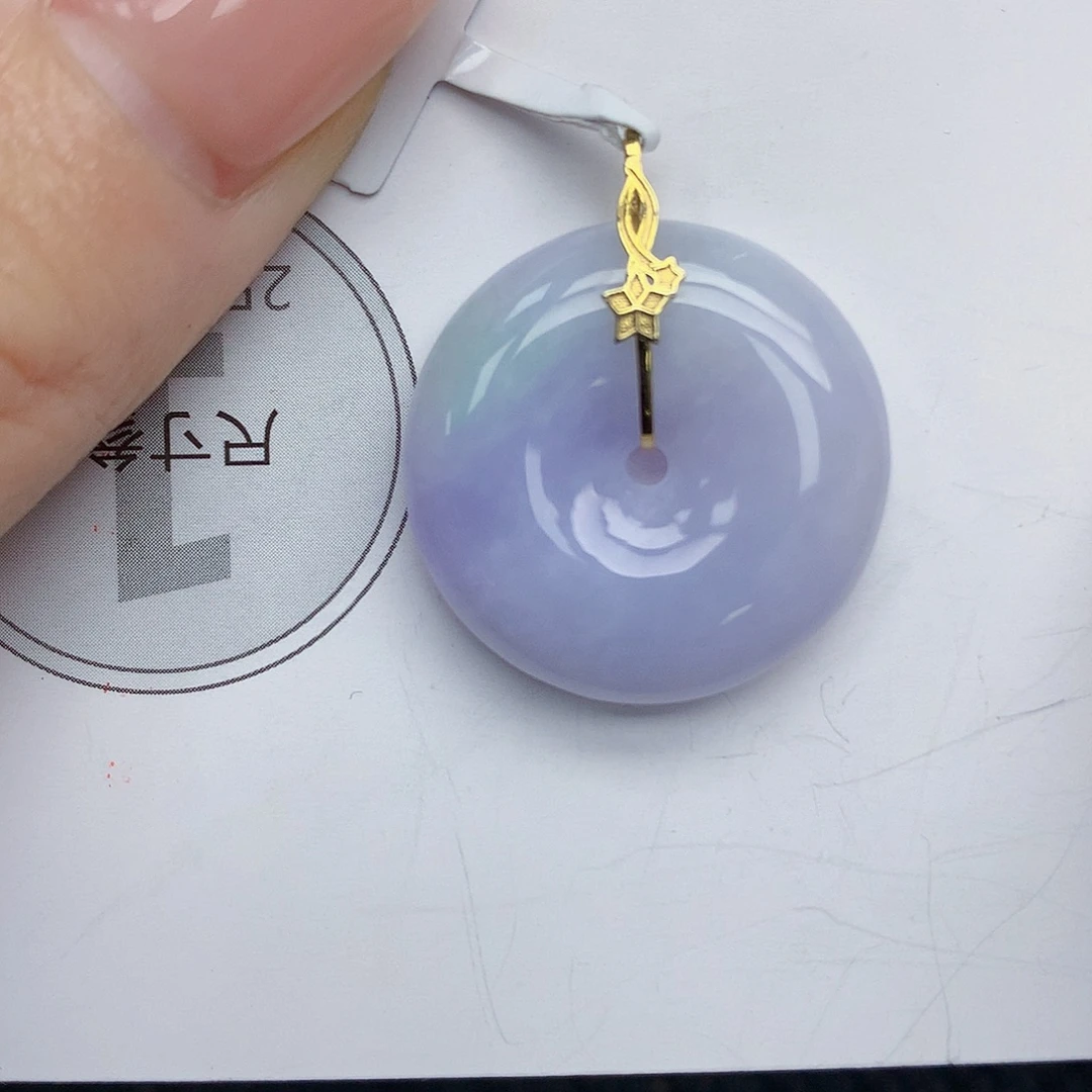 翡翠18K金镶嵌颈饰天然翡翠a货 百元以上9米证书费自理