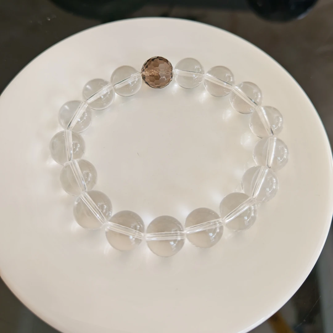 12毫米天然白水晶茶水晶手链