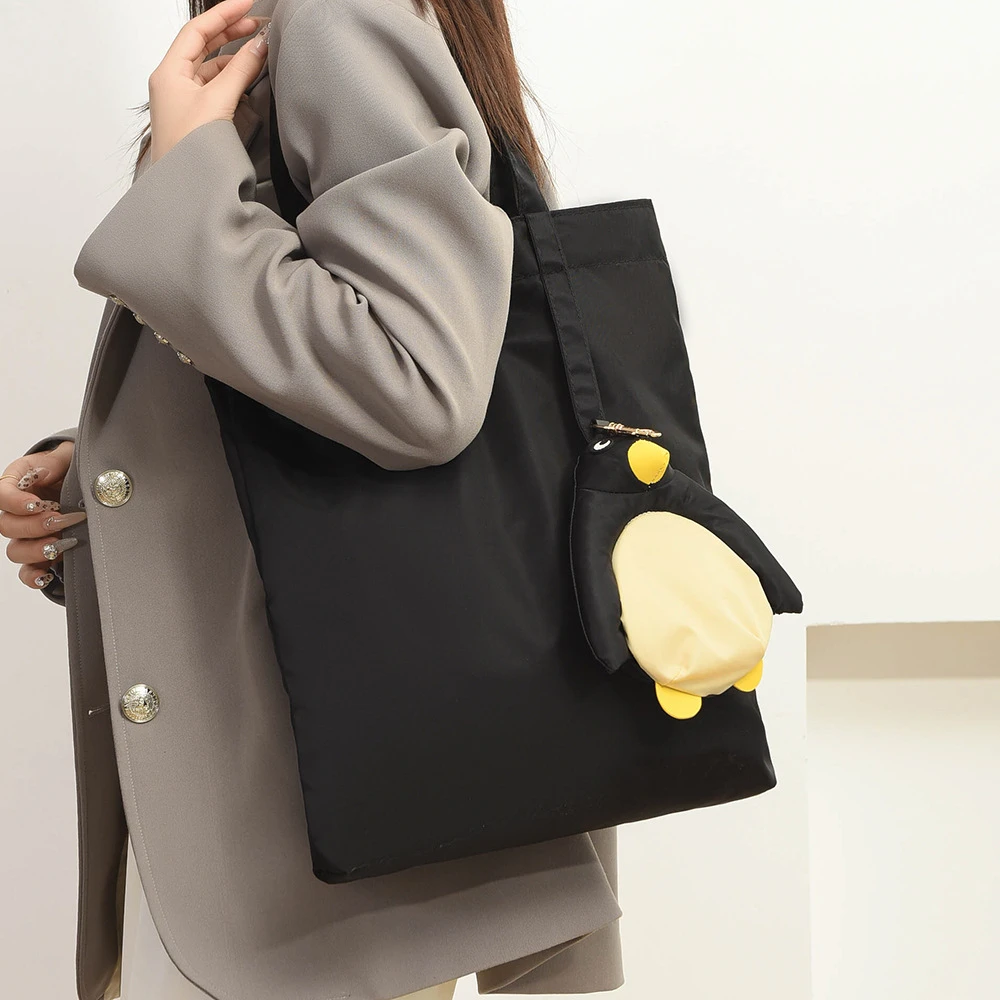企鹅防水尼龙包手工制作安雅折叠收纳二合一轻便购物袋妈咪包包女