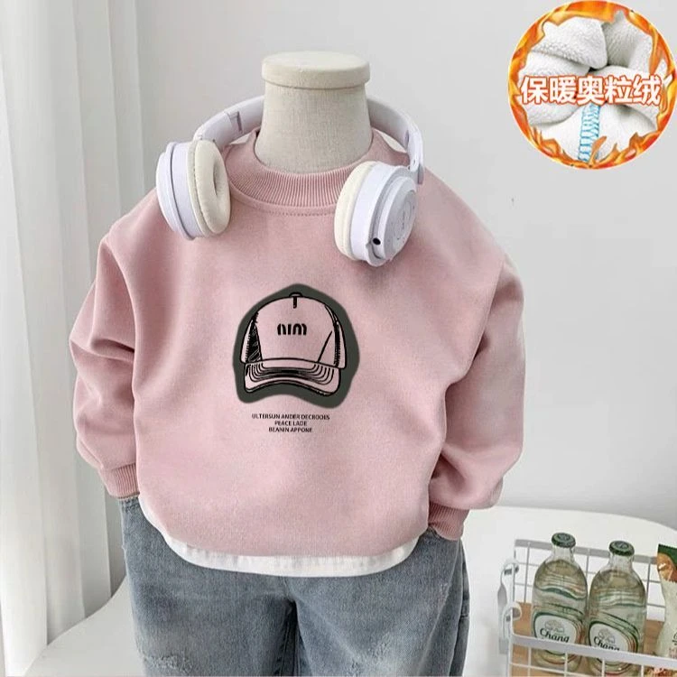 男童加绒卫衣儿童圆领秋冬洋气中小童男女孩保暖上衣米奇卫衣加厚