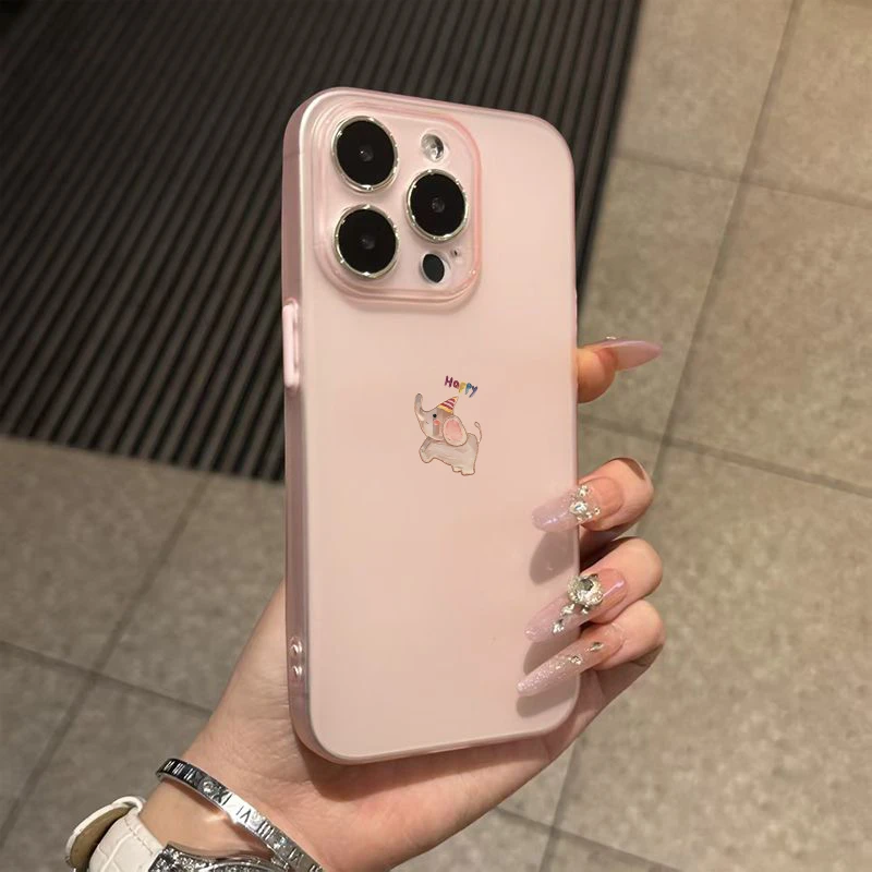 果冻色可爱油画小象适用苹果16手机壳15promax苹果13高级12软壳14