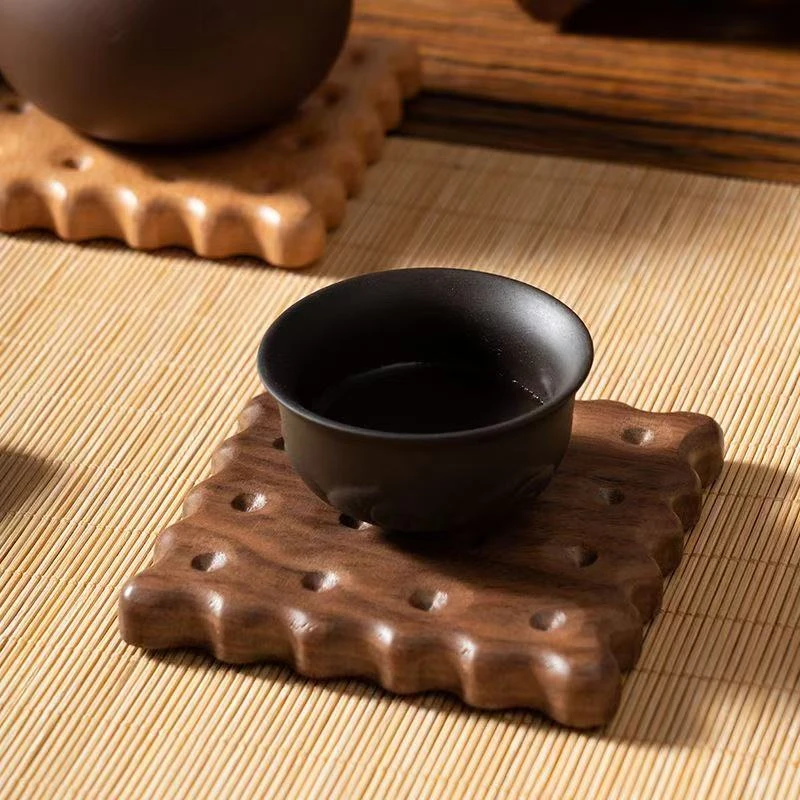 创意黑胡桃装饰摆件家用饼干隔热垫