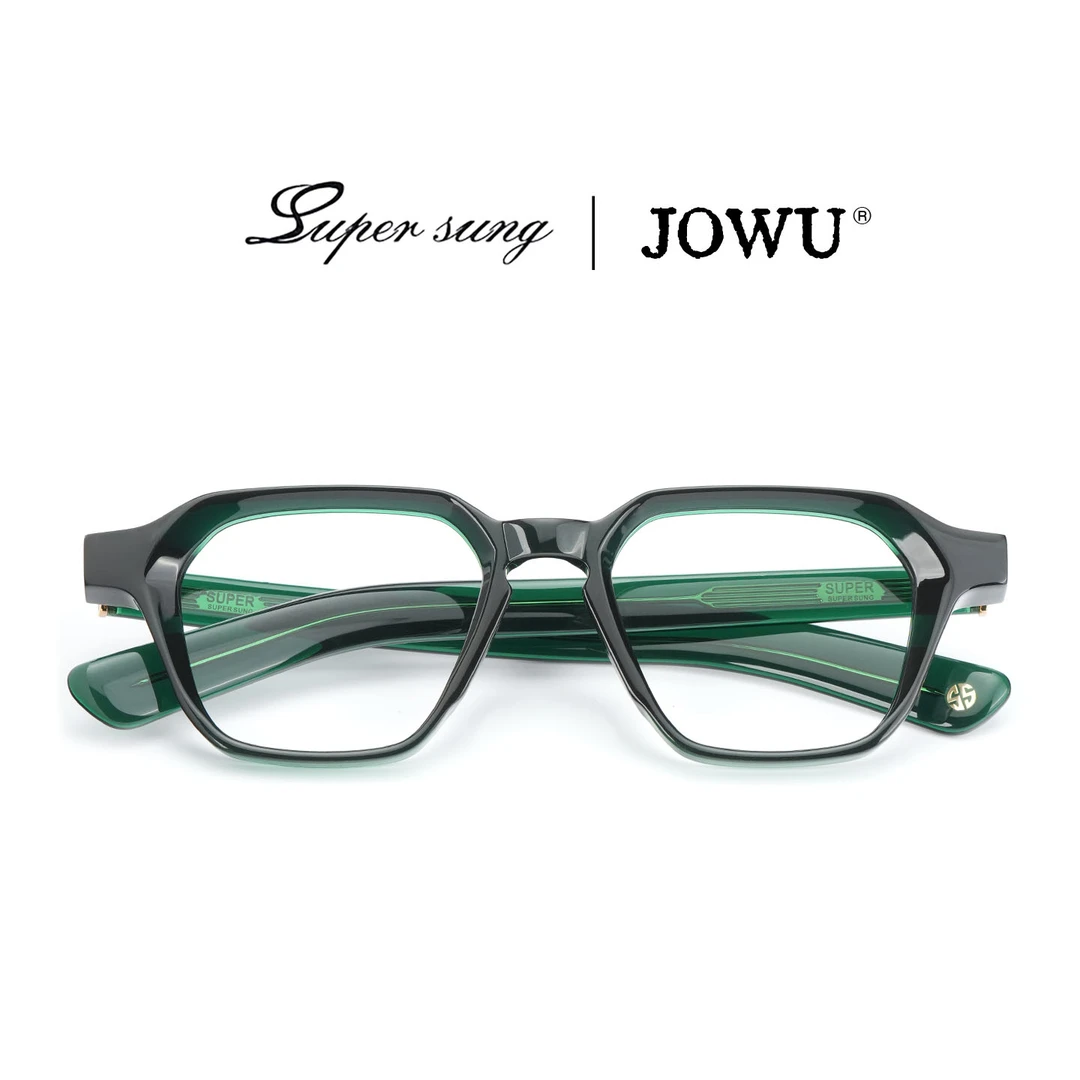 玖吾&圣梵高SK1050板材幽绿方圆脸平光近视素颜镜显白显脸小眼镜