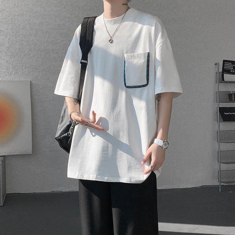 小众口袋设计高级感男士短袖T恤夏季新款宽松休闲百搭帅气上衣
