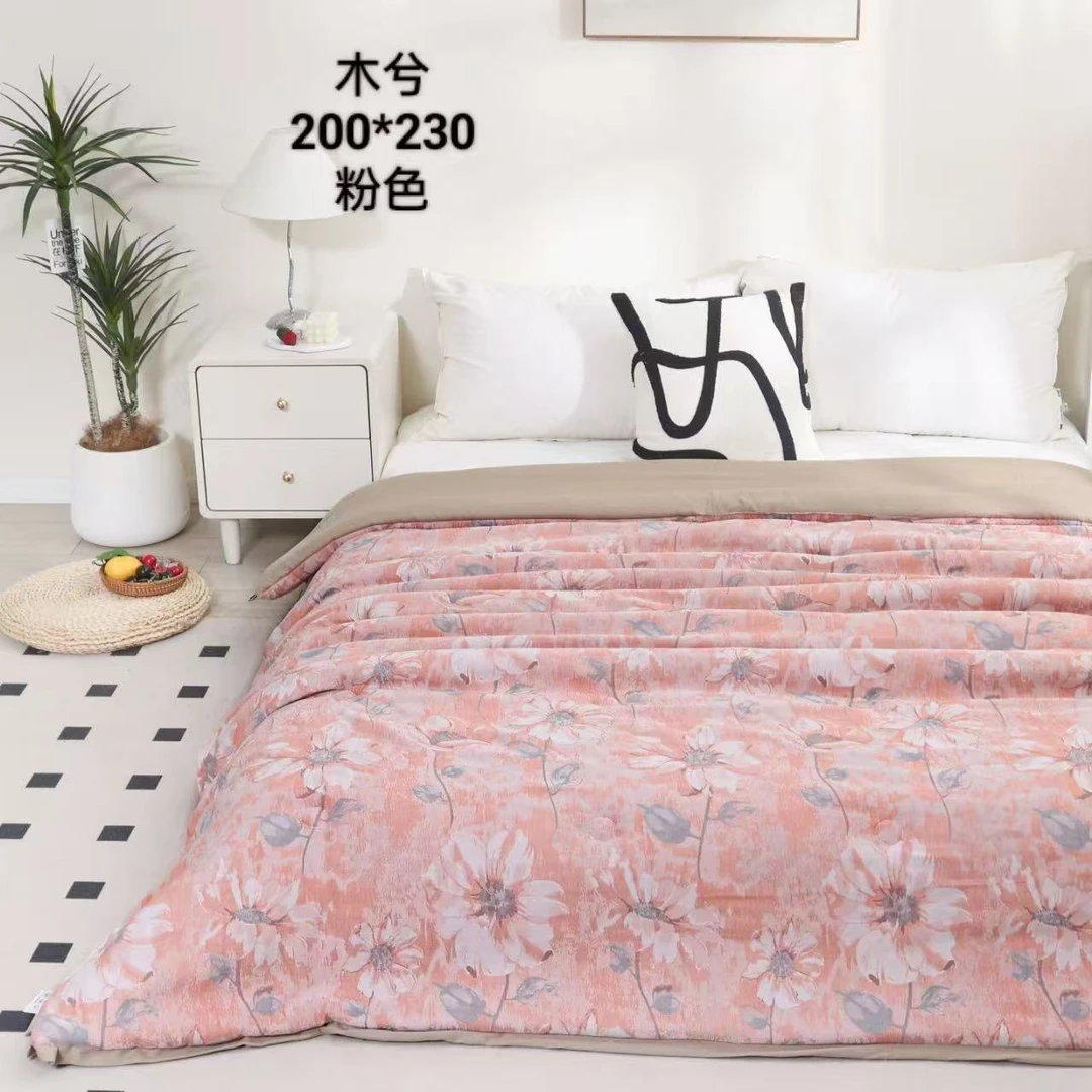 【木兮粉色】四季通用高精密贡缎羊绒保暖被子2/2.3
