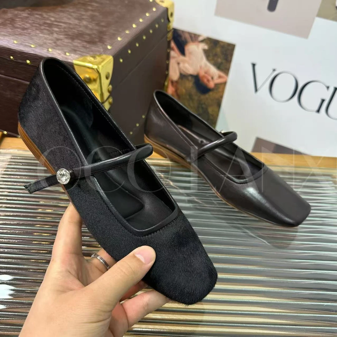 【若家】时尚休闲百搭女士黑色软底方头舒适小单鞋25DX043LX