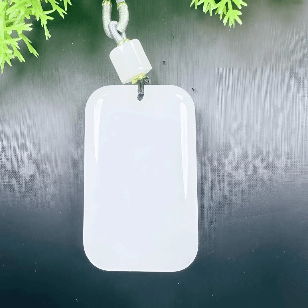 平安无事牌 天然新疆金丝玉 男女款白色时尚百搭吊坠精雕挂件1