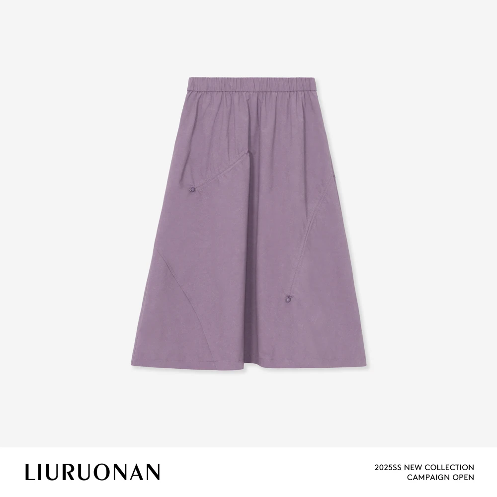 LIURUONAN 25SS【研学夏令营】不规则设计感夏季薄款松紧腰半身裙