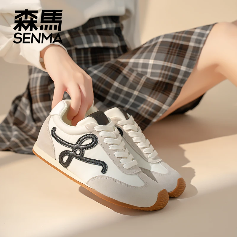 森马秋季2025新款德训鞋女小白鞋百搭防滑增高鞋芒果头时尚休闲鞋