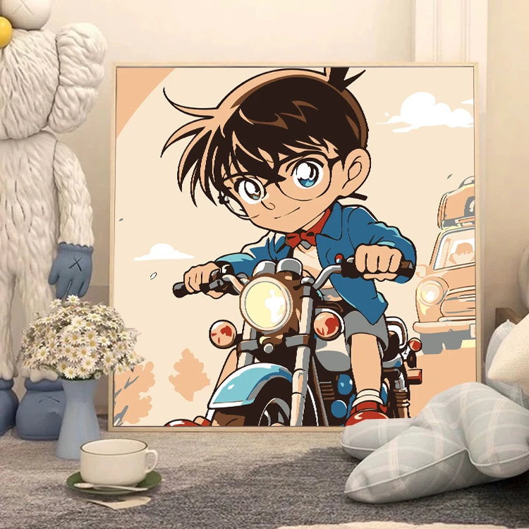 怪盗基德柯南数字油画diy简单儿童手工填色卡通治愈丙烯画涂色