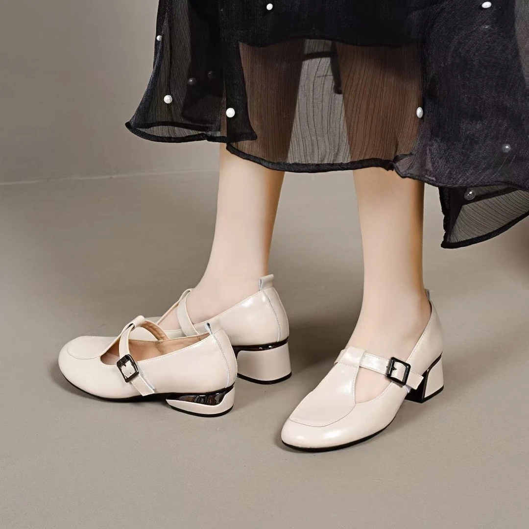 xizi/昔子8552春季新款女鞋单鞋百搭软底粗跟时尚中跟夏季舒适