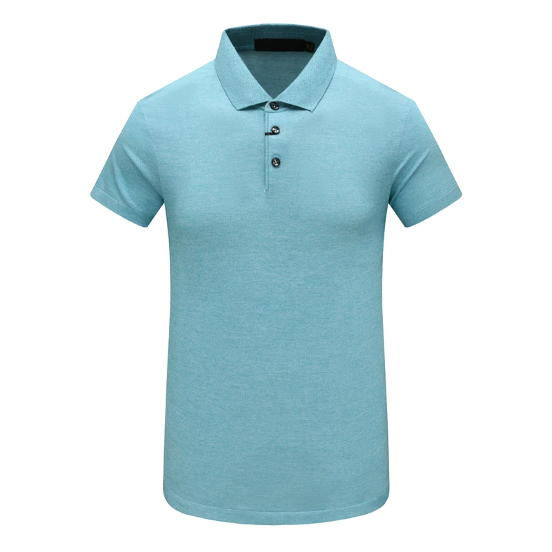 SF434圣男式夏季短袖T恤 棉翻领套头休闲商务上衣 天蓝色