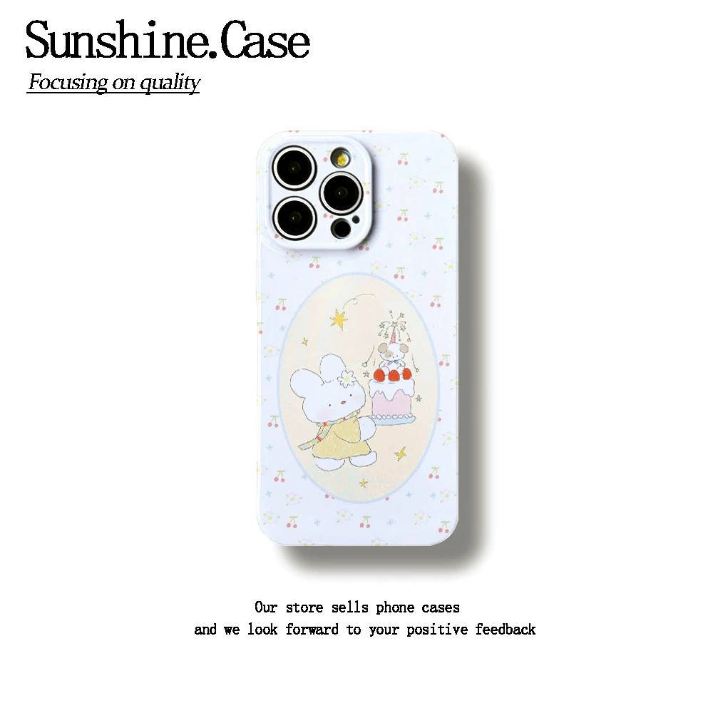 蛋糕小兔菲林软壳适用苹果oppo华为vivo小米荣耀创意手机壳防摔