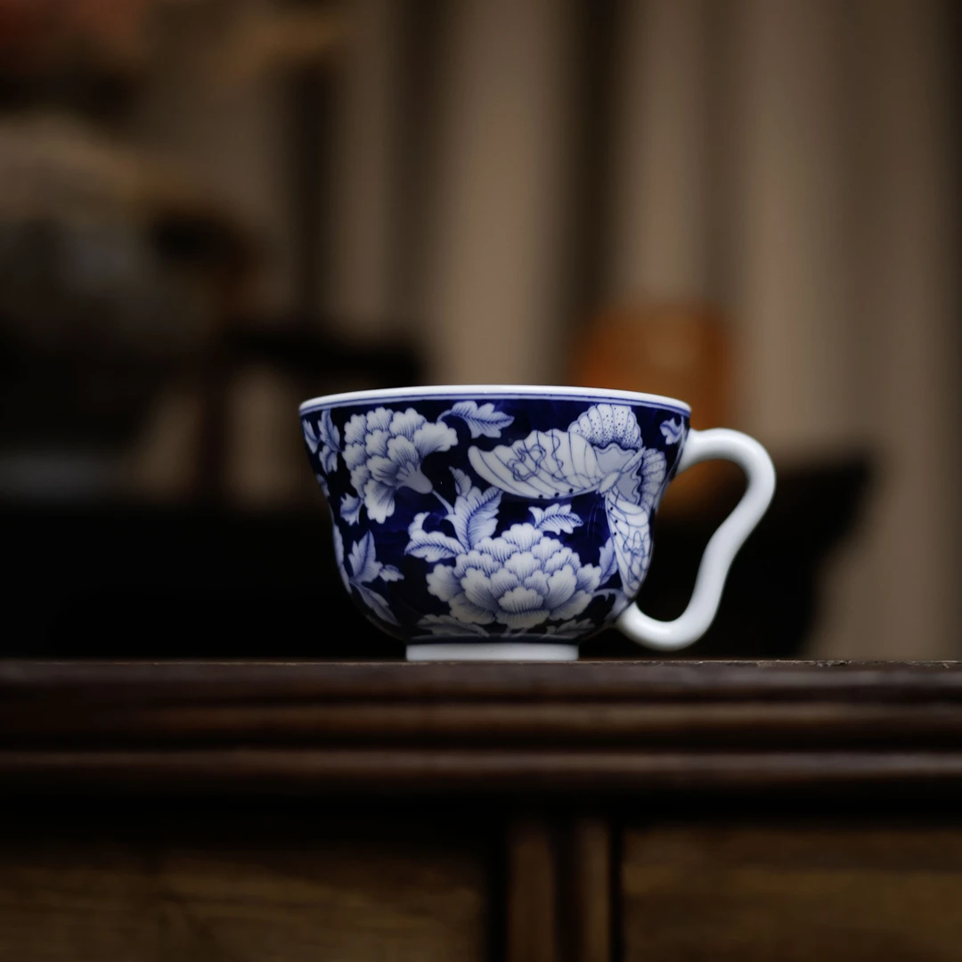 【悦生活】蓝地牡丹-卓君-咖啡杯-230ml（卓君S0154）