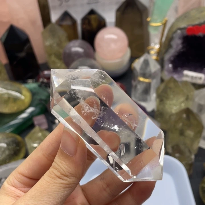 游****水晶珠宝半成品未镶嵌白水双尖32
