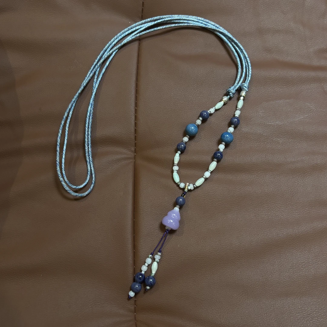 合金项链 LZ2795 紫料葫芦绳编琉璃项链