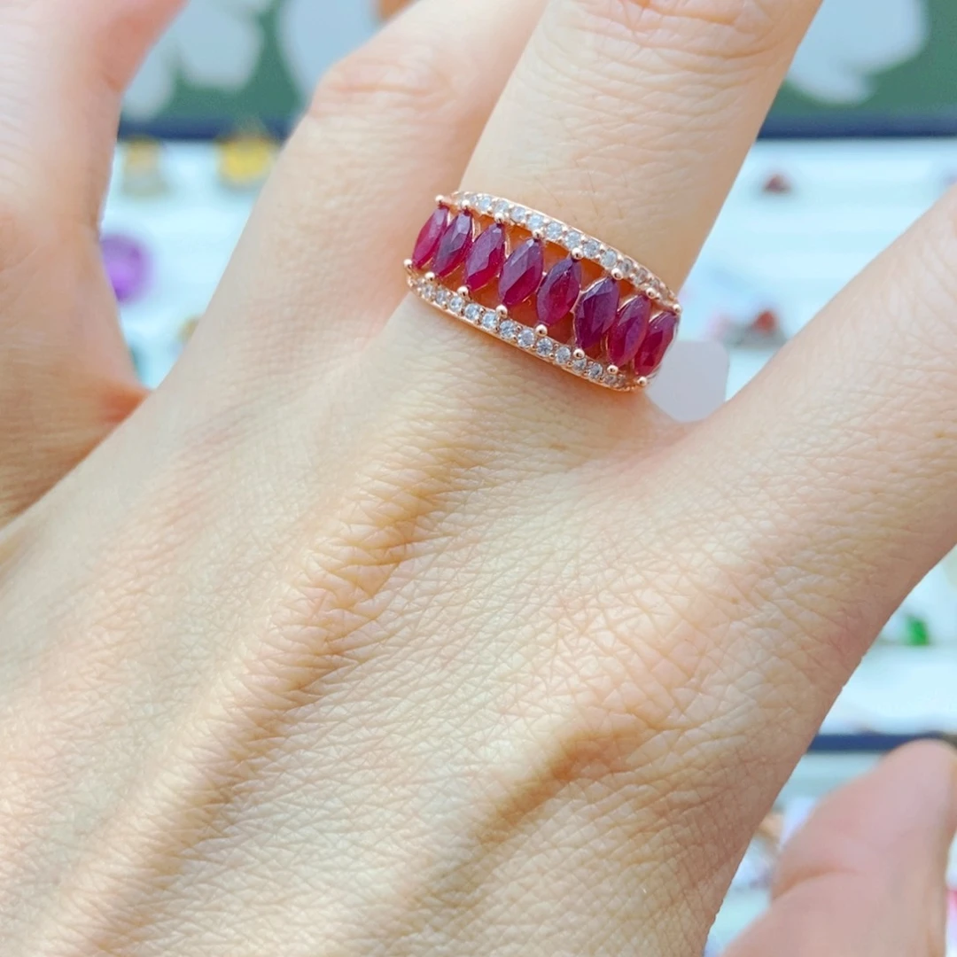 银S925镶嵌戒指红宝石