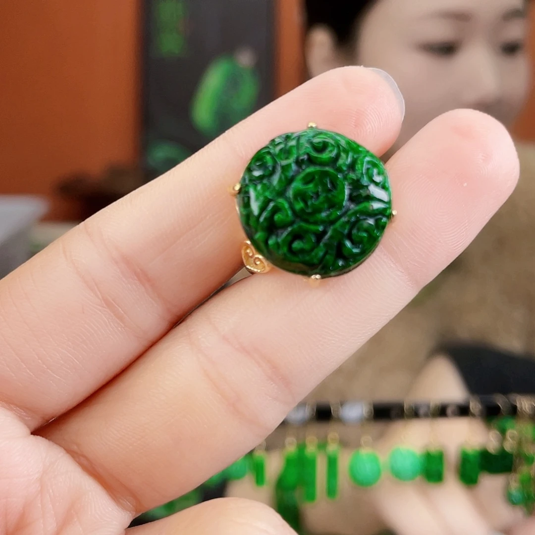 翡翠银S925镶嵌耳饰