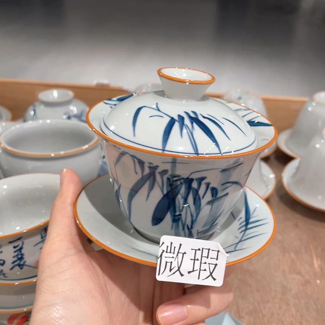 釉下彩纯手绘有瑕