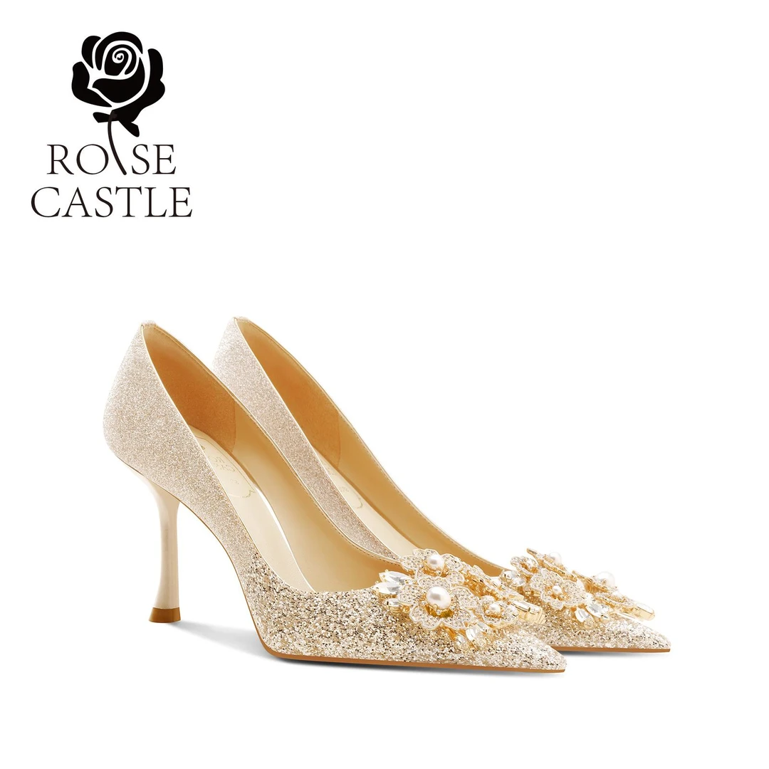 【万达撤柜】璀璨之花rosecastle新中式婚鞋女主婚纱秀禾两穿新娘