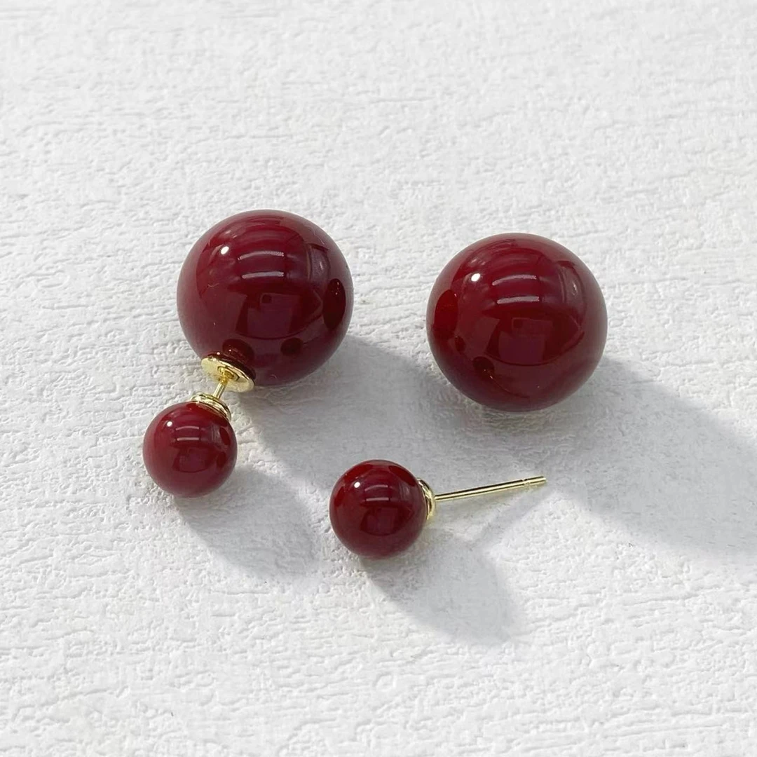 铜合金耳饰 木木（CJ5659） 安可拉红前后佩戴耳环耳饰