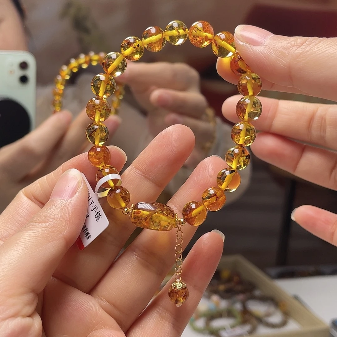 蜜蜡未镶嵌裸石手串