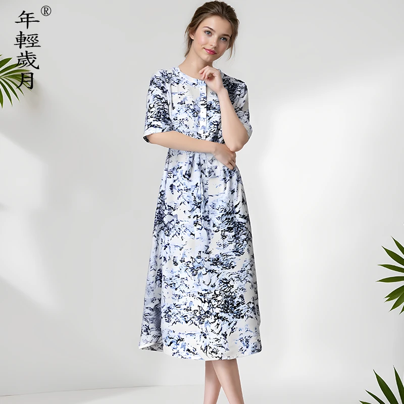 真丝连衣裙女2025年夏季新款中年妈妈高端洋气减龄气质桑蚕丝裙子