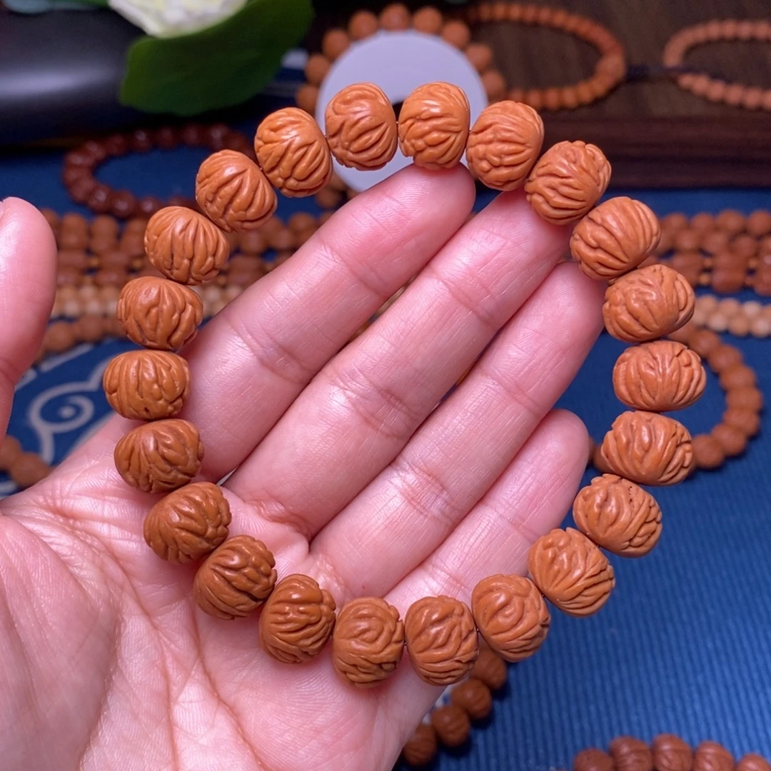 桃核手串13mm野生凤羽聚宝盆桃核手串