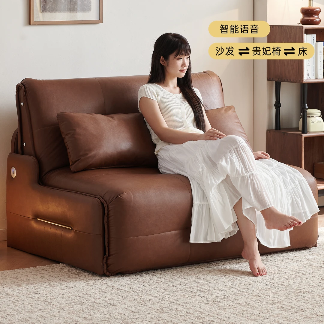 复古语音智能电动沙发床多功能单人可折叠两用小户型客厅2025新款