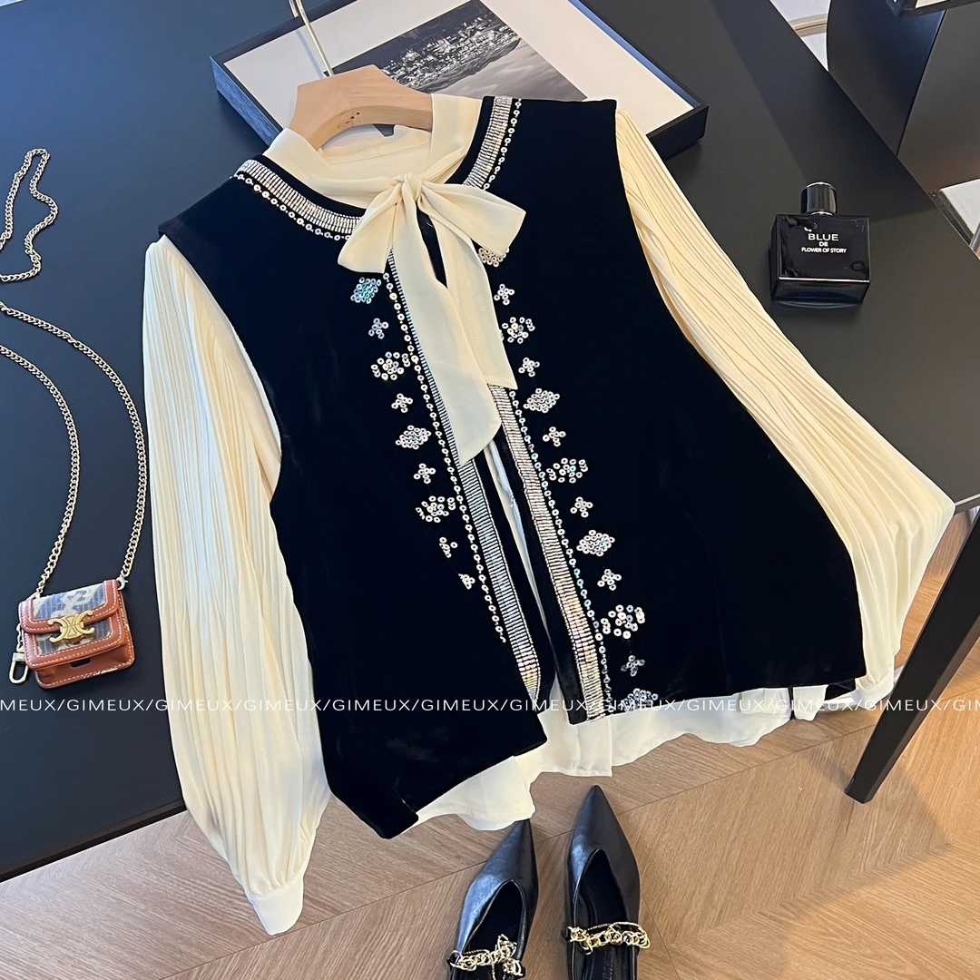 新中式国风复古马甲套装女2025新款秋冬高级感气质名媛两件套上衣