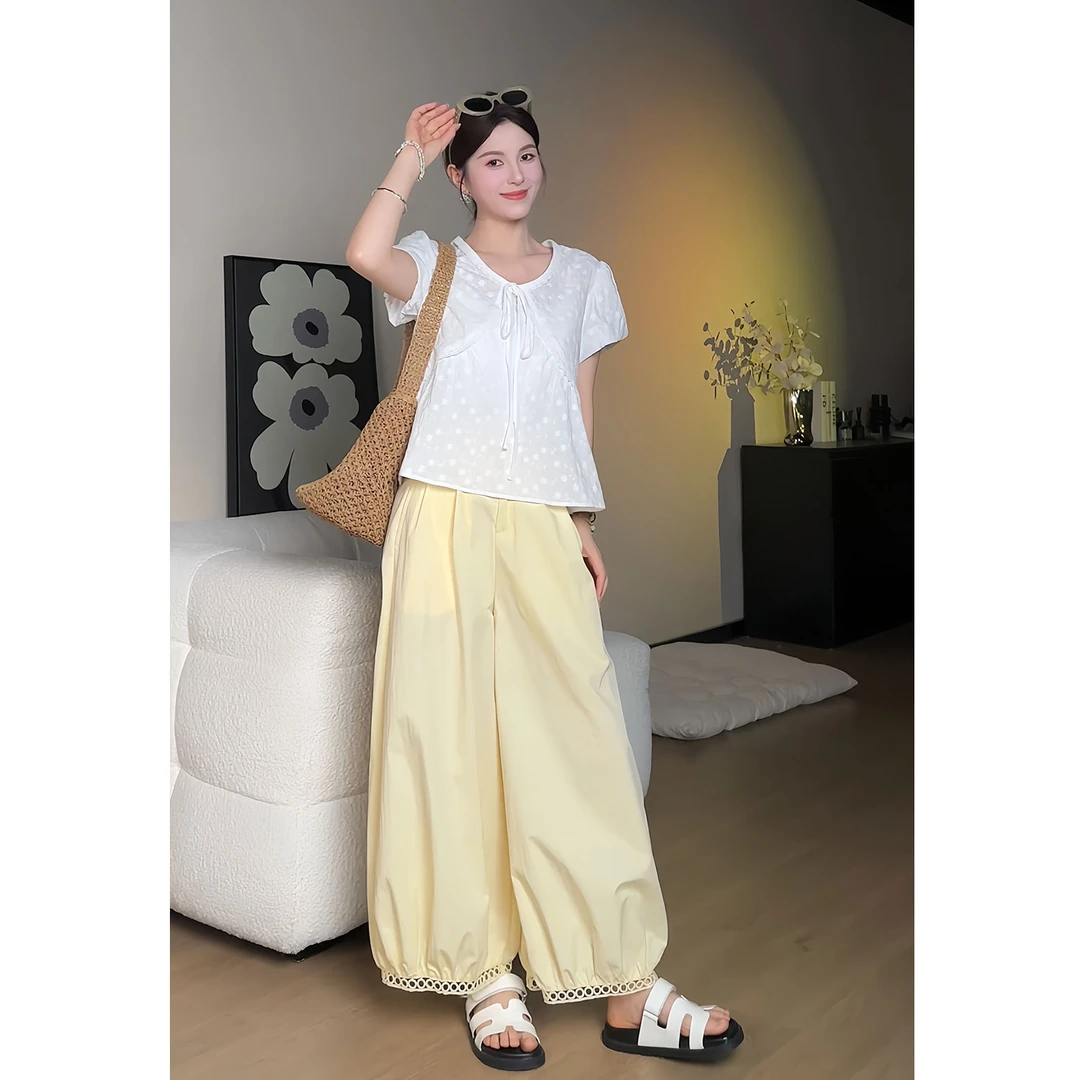 YAMM~韩系甜美花卉刺绣短袖衬衫夏季新款设计感泡泡袖衬衣