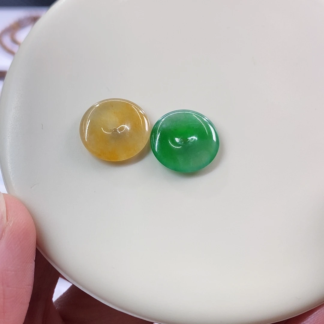 散珠翡翠一对平安扣