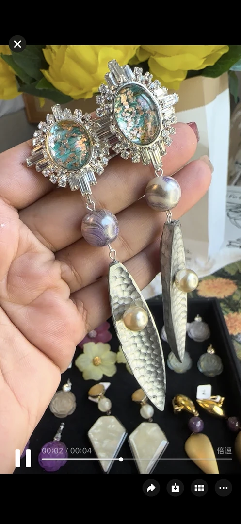 铜合金耳饰 德国工坊长水滴扫肩耳环时尚轻奢【正品中古】4