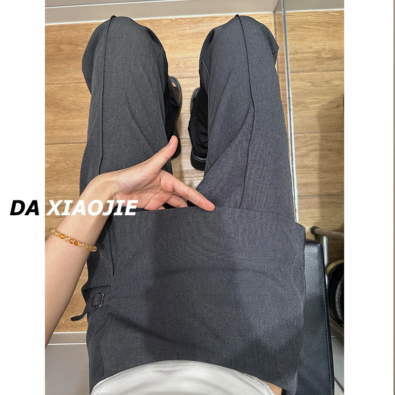 高个子175假两件一片式裤裙女叠穿设计小众微喇垂感修身西装长裤