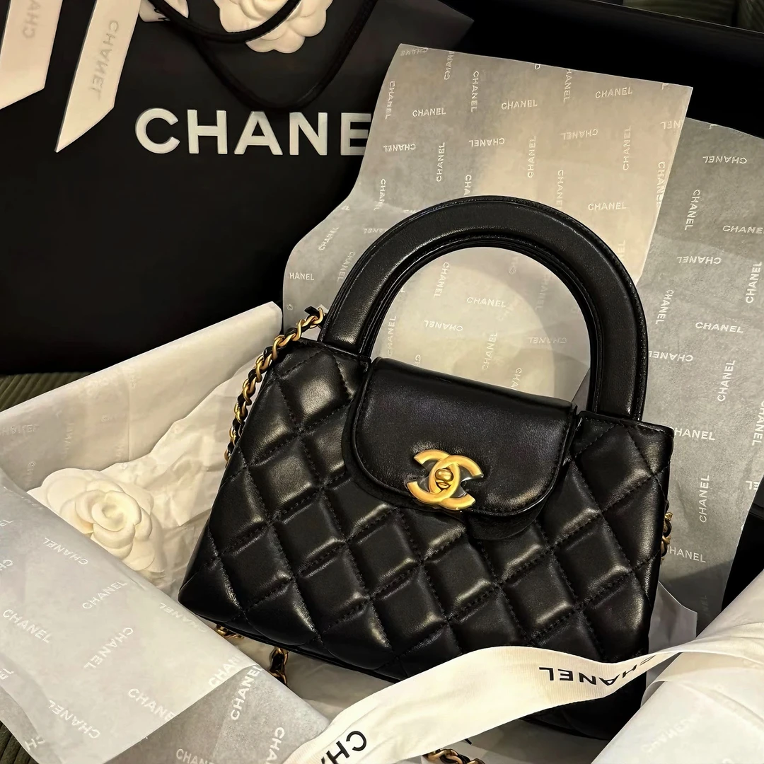 99新 Chanel/香奈儿 3730|香奈儿黑金牛芯片新款大号kelly手提斜