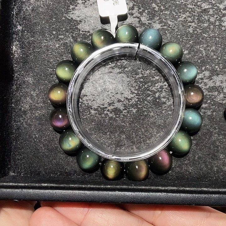 若***水黑曜岩未镶嵌手串